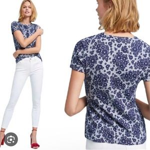 Anthropologie Postcard Forget Me Not Floral Knit Blue Top Small